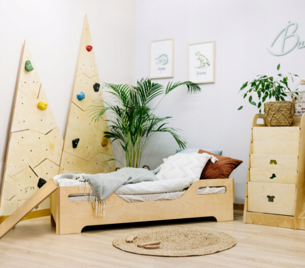 Montessori lav seng i tre, natur (70cm x 140cm) barneseng juniorseng sklie med trinn. Fri frakt - Bilde 2