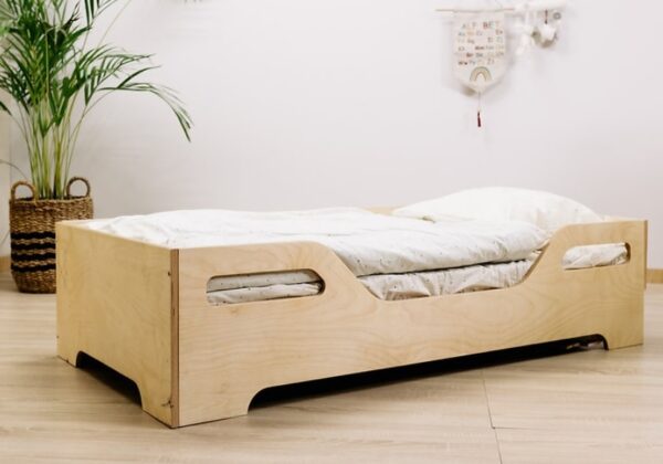 Montessori lav seng i tre, natur (70cm x 140cm) barneseng juniorseng sklie med trinn. Fri frakt - Bilde 3