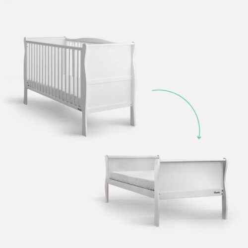 woodies babyseng + juniorseng 2 i 1 - høy kvalitet vokseseng i elegant hvit (70cmx140cm) fri frakt sprinkelseng sofaseng dagseng barneseng