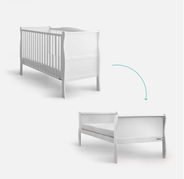 woodies babyseng + juniorseng 2 i 1 - høy kvalitet vokseseng i elegant hvit (70cmx140cm) fri frakt sprinkelseng sofaseng dagseng barneseng