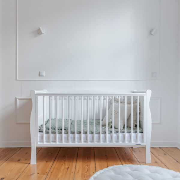 woodies babyseng + juniorseng 2 i 1 - høy kvalitet vokseseng i elegant hvit (70cmx140cm) fri frakt sprinkelseng sofaseng dagseng barneseng - Bilde 2