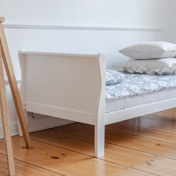woodies babyseng + juniorseng 2 i 1 - høy kvalitet vokseseng i elegant hvit (70cmx140cm) fri frakt sprinkelseng sofaseng dagseng barneseng - Bilde 6