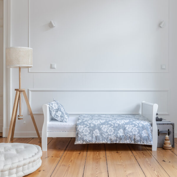 woodies babyseng + juniorseng 2 i 1 - høy kvalitet vokseseng i elegant hvit (70cmx140cm) fri frakt sprinkelseng sofaseng dagseng barneseng - Bilde 7